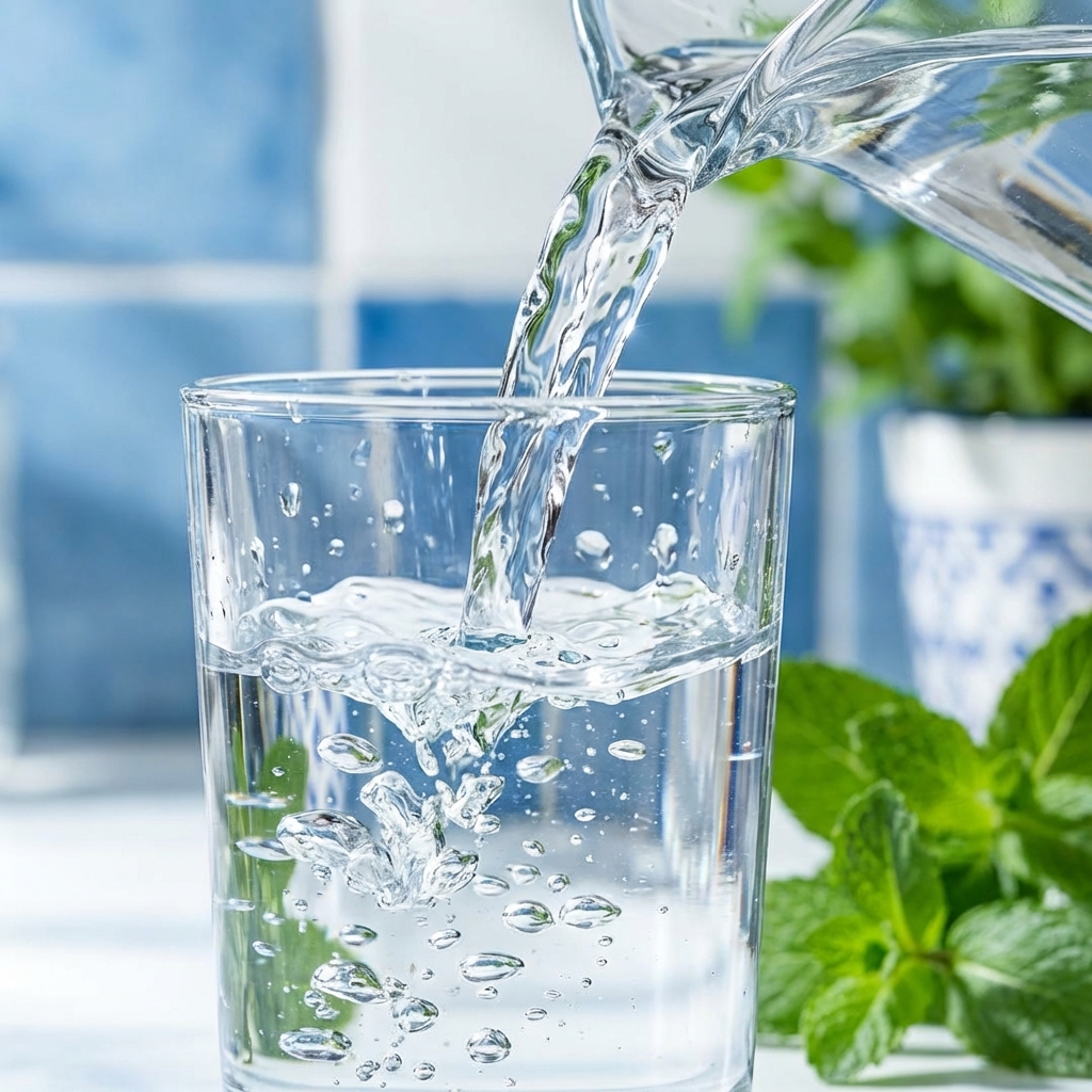 グラスに注がれる新鮮な水