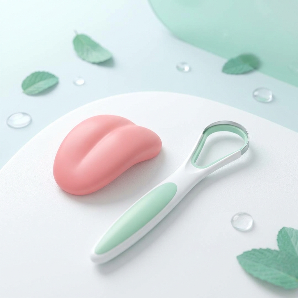 健康的な舌と舌クリーナー