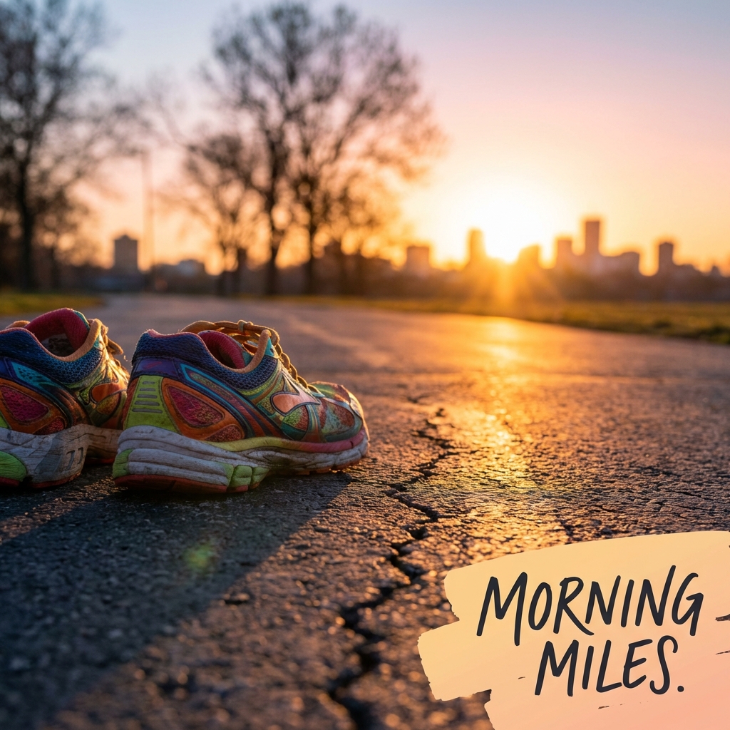 Running shoes in morning light